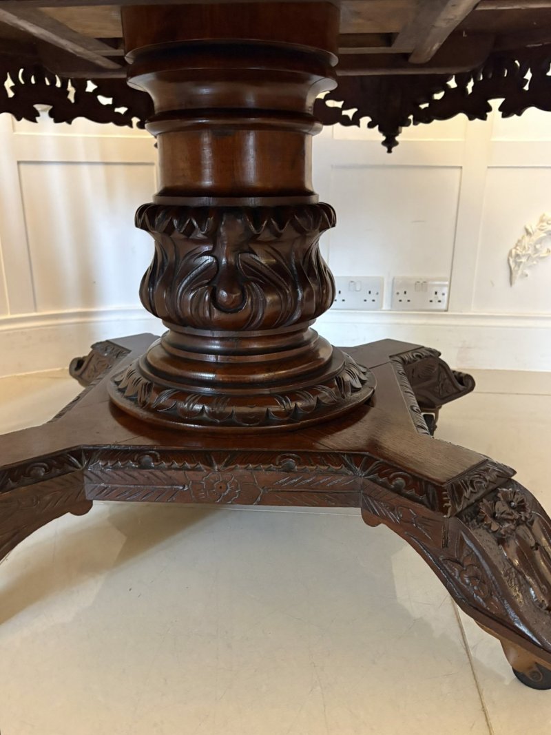 Superb Quality Large Antique Victorian Carved Oak Centre/Dining Table - Image 12